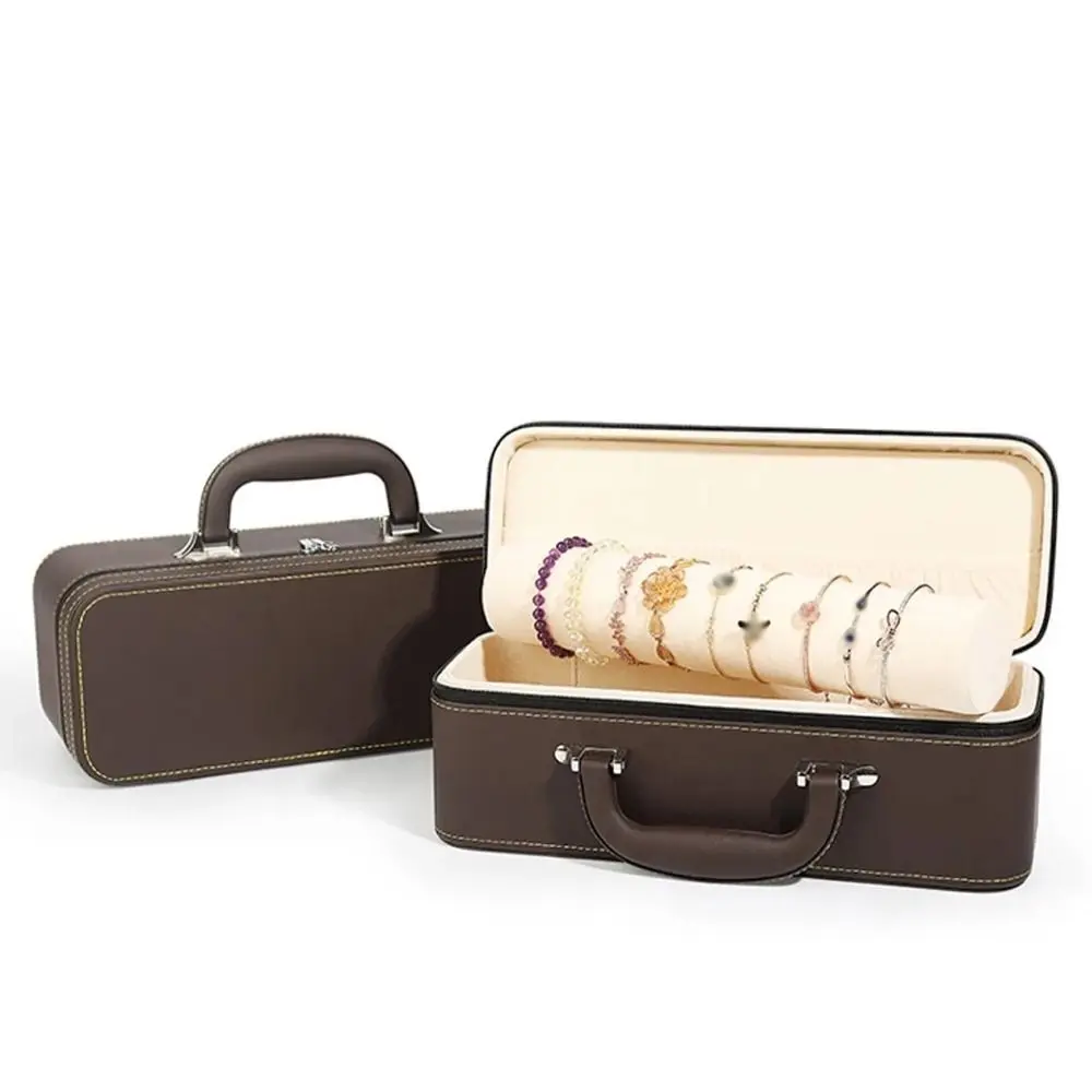 

Luxury Vintage Watch Display Box Compact PU Leather Bracelet Storage Boxes with Handle Thickened Wristwatch Holder Travel Use