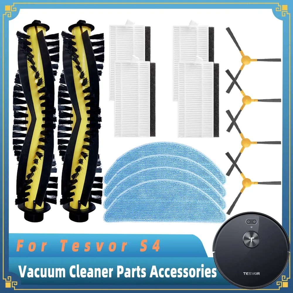 Fit For Tesvor S4 Robot Vacuum Cleaner Replacement Spare Parts Accessories Consumables Main Side Brush Hepa Filter Mop Pad