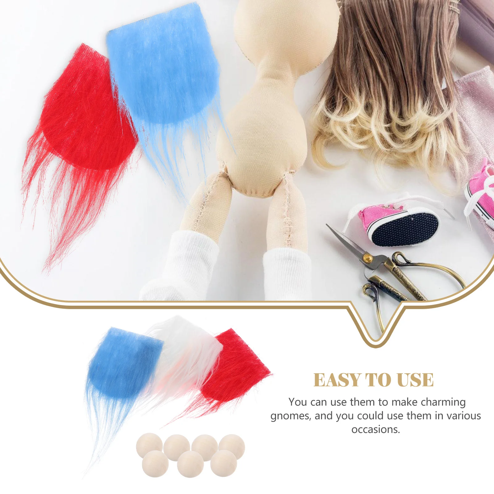 1Set DIY Gnome Beard Craft with Wooden Beads for Gnome Making Supplies Unfinished Wood Balls Decorative Handmade Project