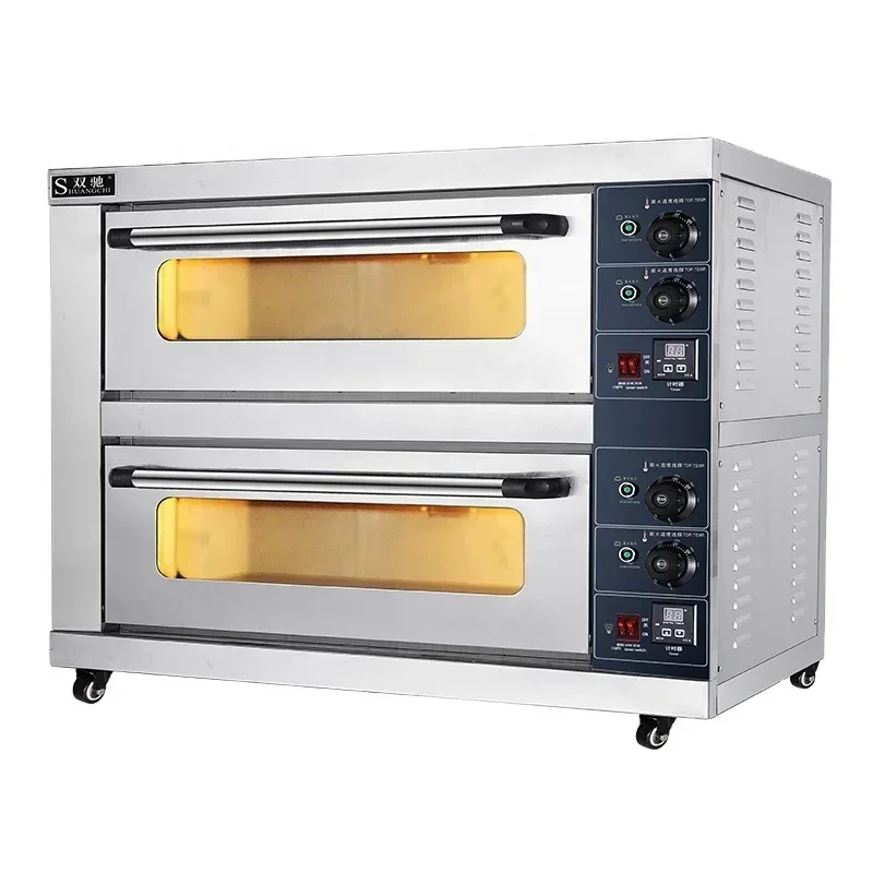 Industrial 2 deck 2 trays Electric pizza baking oven double layer cake bakery equipment built-in ovens