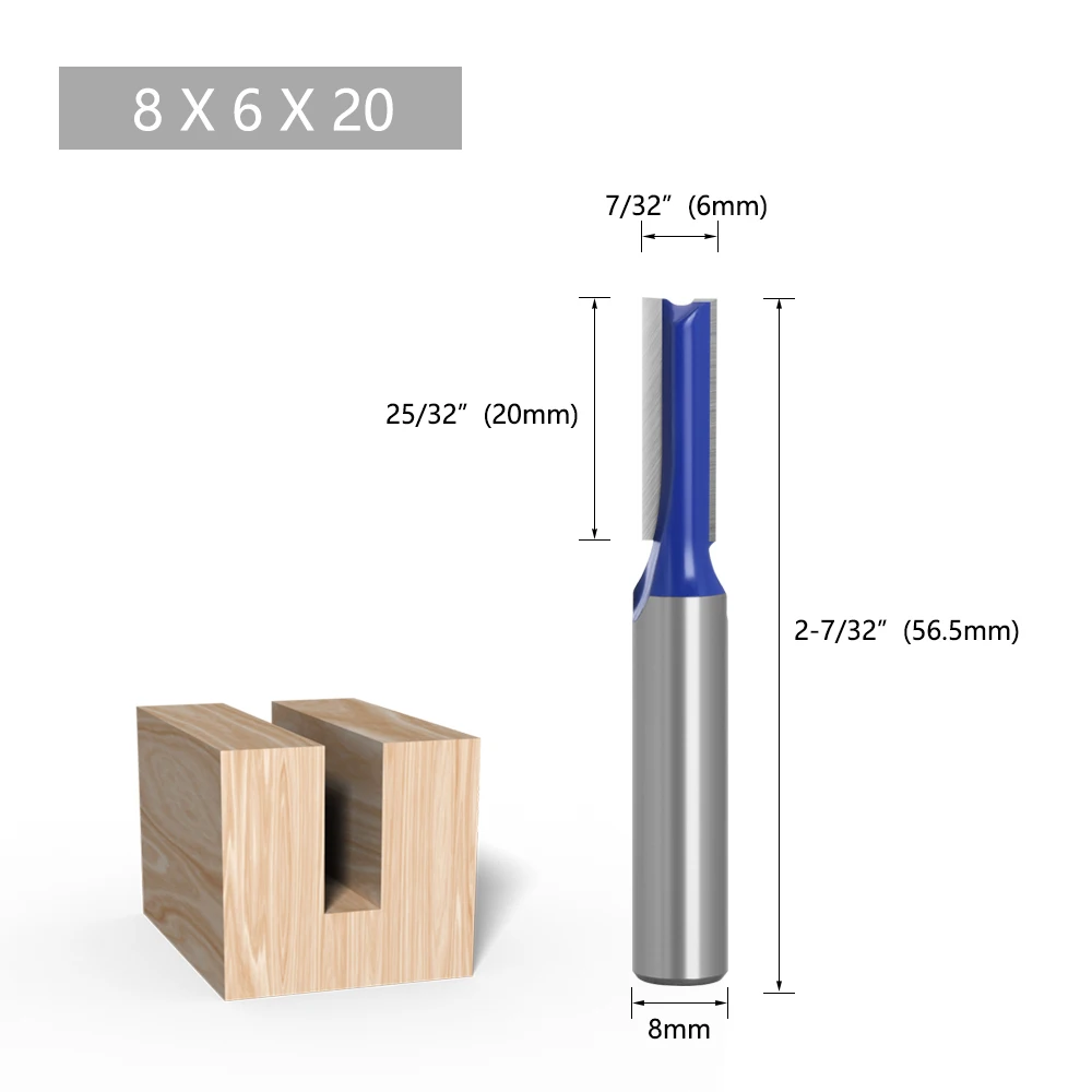 LAVIE Fräser mit 8-mm-Schaft, gerader Doppelfräser für Holz, zum Einstanzen von Nuten, zum Schnitzen und Schneiden, für Holzbearbeitung, DIY- und Handwerksprojekte. – Detail 7