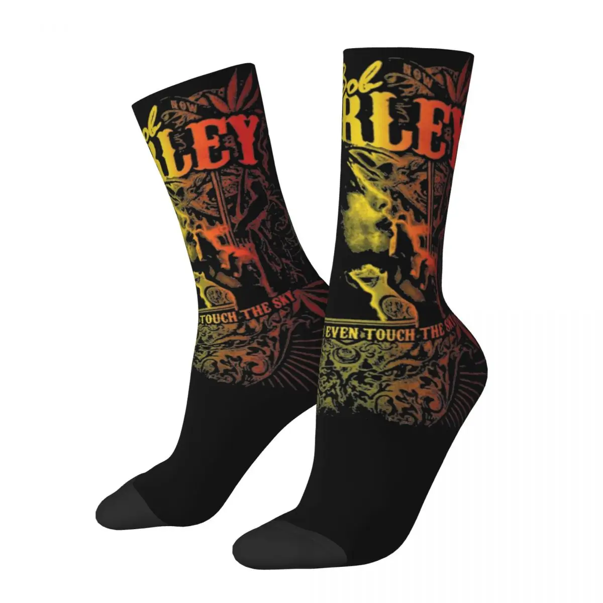 Awesome Bob Marleys Jamaica Middle Socks for Women Men Merch All Season Comfortable Long Socks Sweat Absorbing