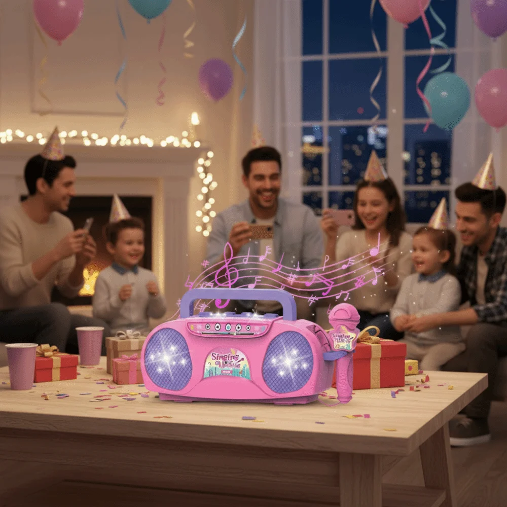 Drahtlose Karaoke-Kinderspielzeug-Kunststoff-Verbindungs-Telefon-Gesangsmaschine mit leichtem Musikinstrument und Unterhaltung