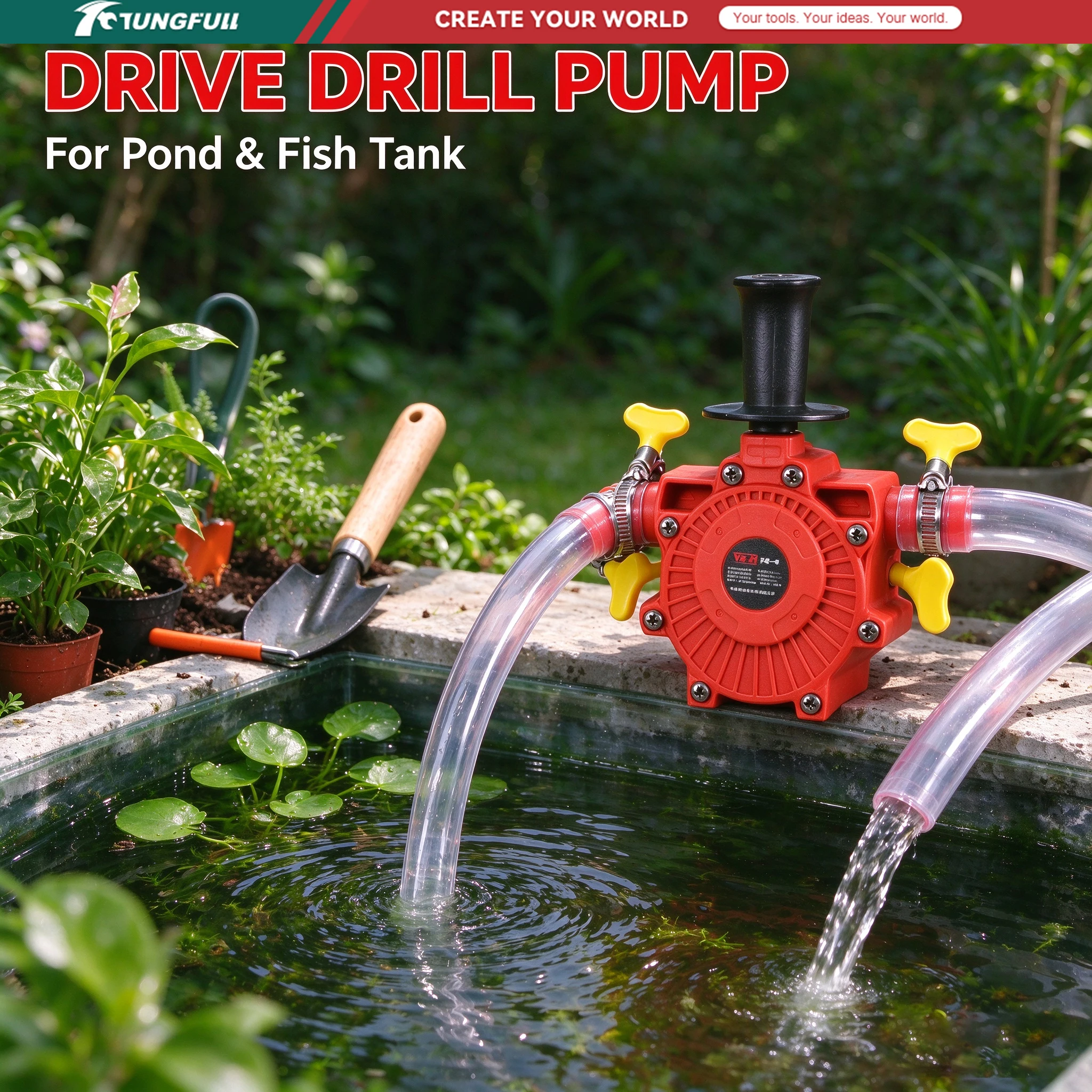 Portable Liquid Transfer Pump for Oil Water Fluid, Small Electric Drill Driven Self Priming Water Pump Round Shank