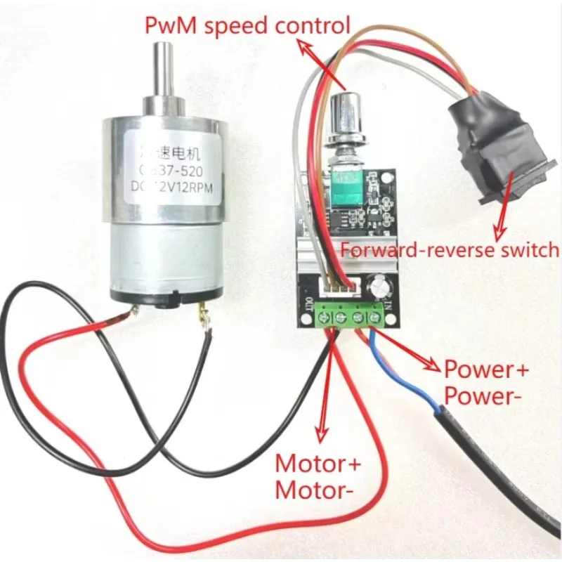 GB37-520 DC 6V/12V/24V High Torque Gear Motor All Metal Gear Box Electric Motor 7/12/22/35/45/66/107/200/320/600/960RPM
