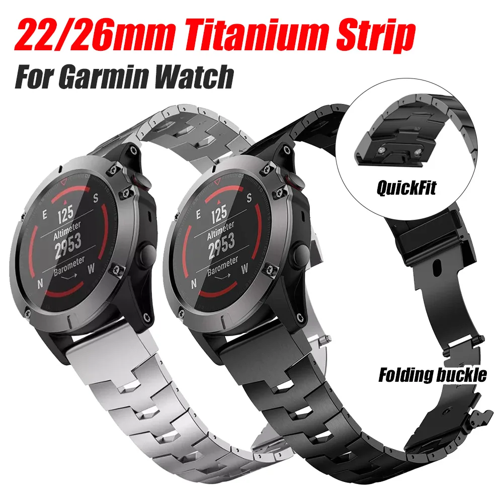 Titanium 22/26mm Business-Armband für Garmin D2 Mach 2/Fenix 8 Pro 8 7Pro 6 5 Plus/Enduro 3/Forerunner 970 965 955 Smartwatch-Band