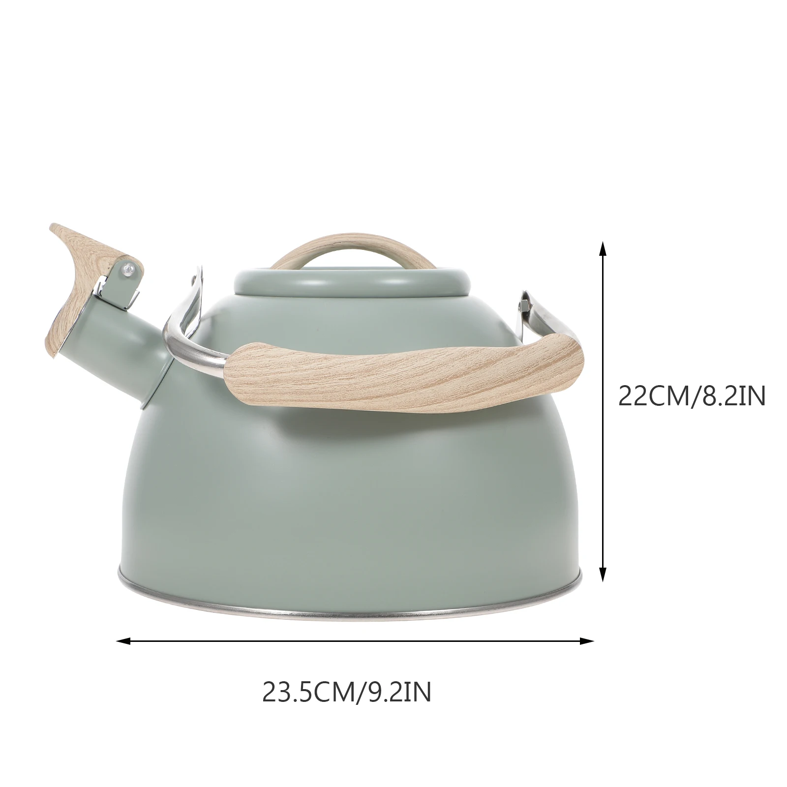 

Stainless Steel Whistling Kettle Rustproof Portable Stovetop Daily Use Tea Pot Household Kettle Lightweight Green