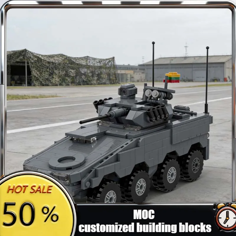 

Набор из 664 деталей: Бронированная машина Boxer Vilkas MOC, модульный конструктор, технологичные строительные блоки, игрушка для мальчиков, подарок на праздник, сделай сам