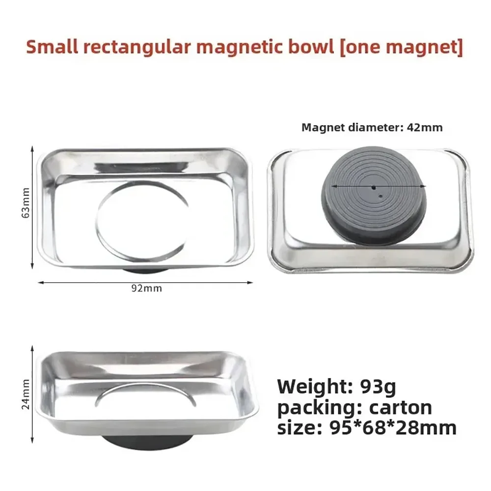 

1Pcs Round Square Magnetic Parts Tray Magnet Multifunctional Tool Organizer Silver Stainless Steel Parts Bowl