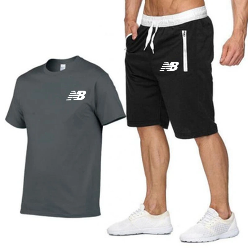 T-Shirt à Manches Courtes pour Homme, Vêtement Sportif, Fitness, Trempé, Respirant, Short, Été, Nouveau, 2021, 2 Pièces