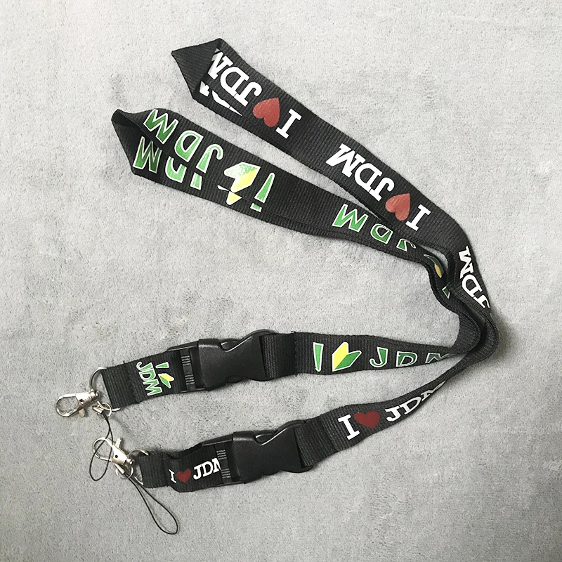 

New I LOVE JDM Badge Employee's Card Nylon Lanyard Keychain For Toyota Nissan Honda Mitsubishi Fashion Keyring Car Accessories