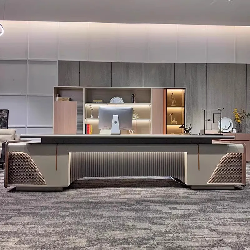 

2.8 Meters Light Luxury Fashion Boss Table Atmosphere Simple Modern Chairperson's Office Large Class Desk President Table With L
