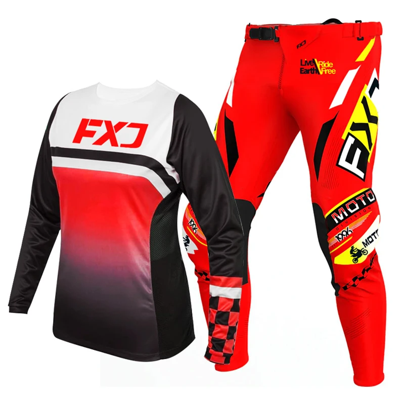 Motocross Jersey Pant Kits green yellow Enduro Mens Kits Women's girl cross Off-road Youth child boy MX MTB name number Adult ﻿