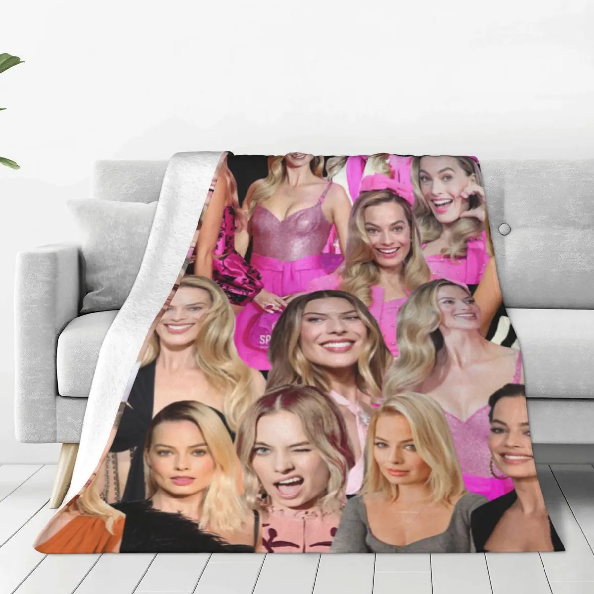 Barbenheimer Pretty Actress Flannel Blankets Quality Warm Soft Margot Robbie Throw Blanket Winter Travel Chair Print Bedspread