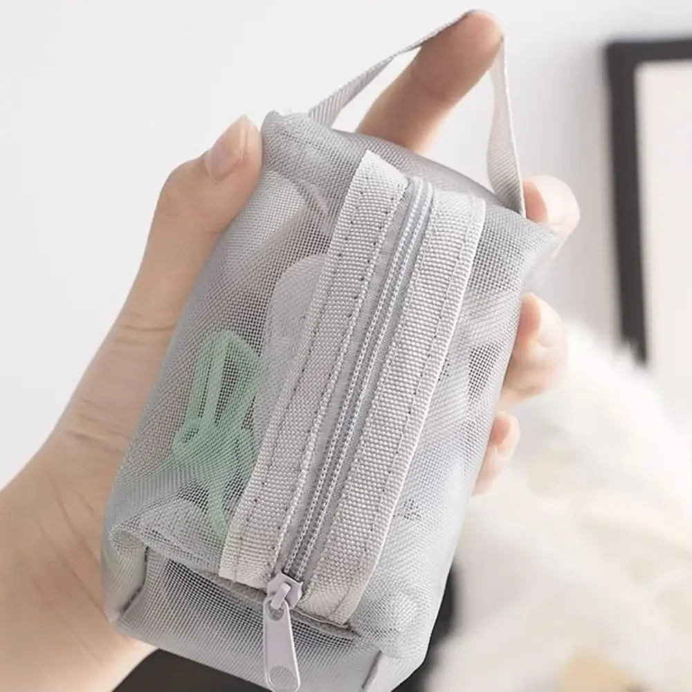 Schlüsseltaschen mit großer Kapazität, transparente Kosmetiktasche, quadratische Netz-Aufbewahrungstasche, Mini-Reißverschluss, Münzgeldbörse, Mini-Kulturbeutel, Schreibwarenetui