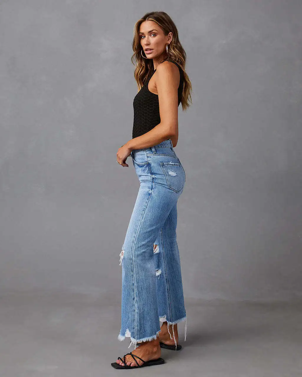 Vintage Jeans Women Baggy Jeans 2023 New Fashion High Waist Straight Pants Denim Trousers Spring Summer Blue Jeans Tassel