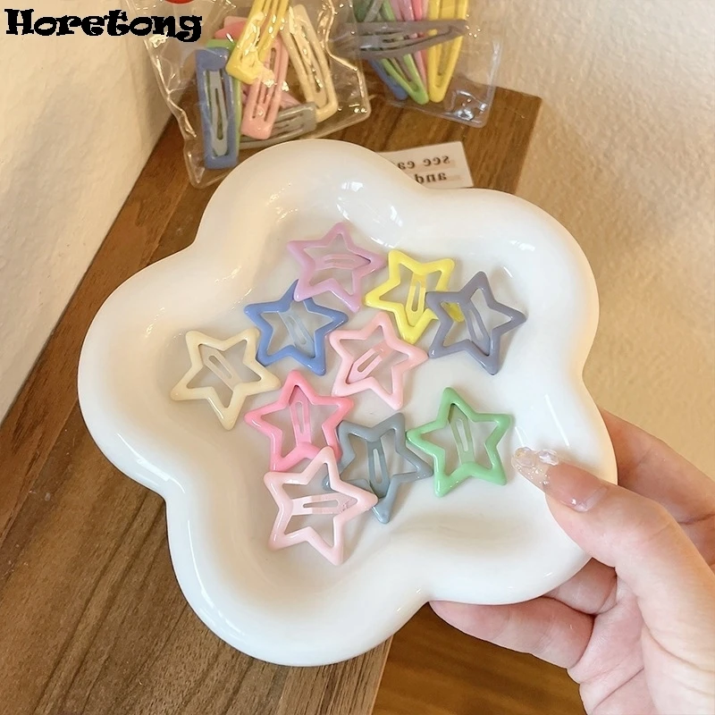 Horquilla BB con estrellas geométricas para niña, 10 unidades por lote, adorno de corazón, pinzas para el pelo, horquillas encantadoras y dulces, accesorios para el cabello