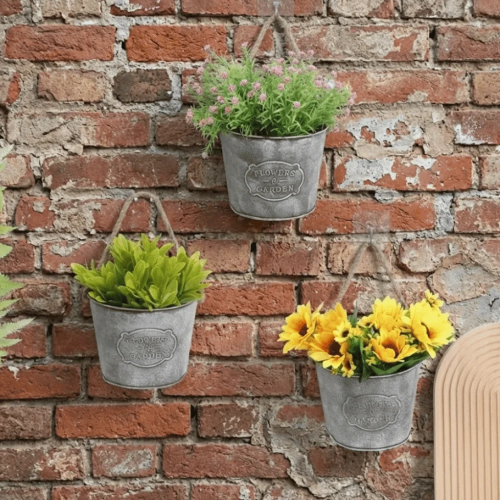 Creative Vintage Hanging Flower Pot Country Style Iron Wall Mounted Planter Semicircle Flower Vase Succulent Plant