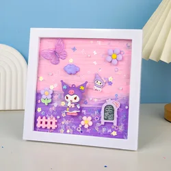 Marco de fotos de pegamento de crema Diy para niños, pintura de escena 3d del océano, pintura de sirena Kuromi, regalo para padres e hijos, recuerdos