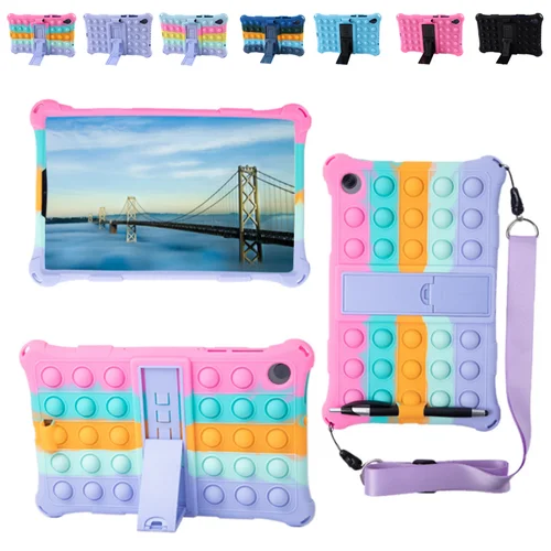 Funda para Lenovo Tab P11 de 11 pulgadas, funda de silicona con burbujas de descompresión para tableta Xiaoxin Pad 11 TB-J606F con correa para el hombro y bolígrafo