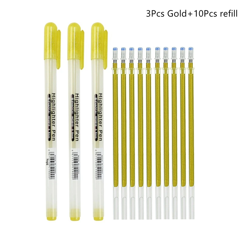 3/13 Stück weißer Gelstift, 0,8 mm, feine Spitze, weißer Stift, Nachfüllstab für Künstler, Kunst, Zeichnen, Skizzieren, Schreiben, Highlight-Marker, Fineliner