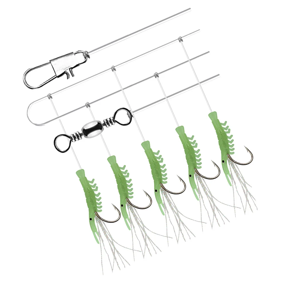 

Professional Fishing Lure Hook Shrimp Shaped 5-in-1 Multi Luminous Night Glow Hooks Carbon Steel Material
