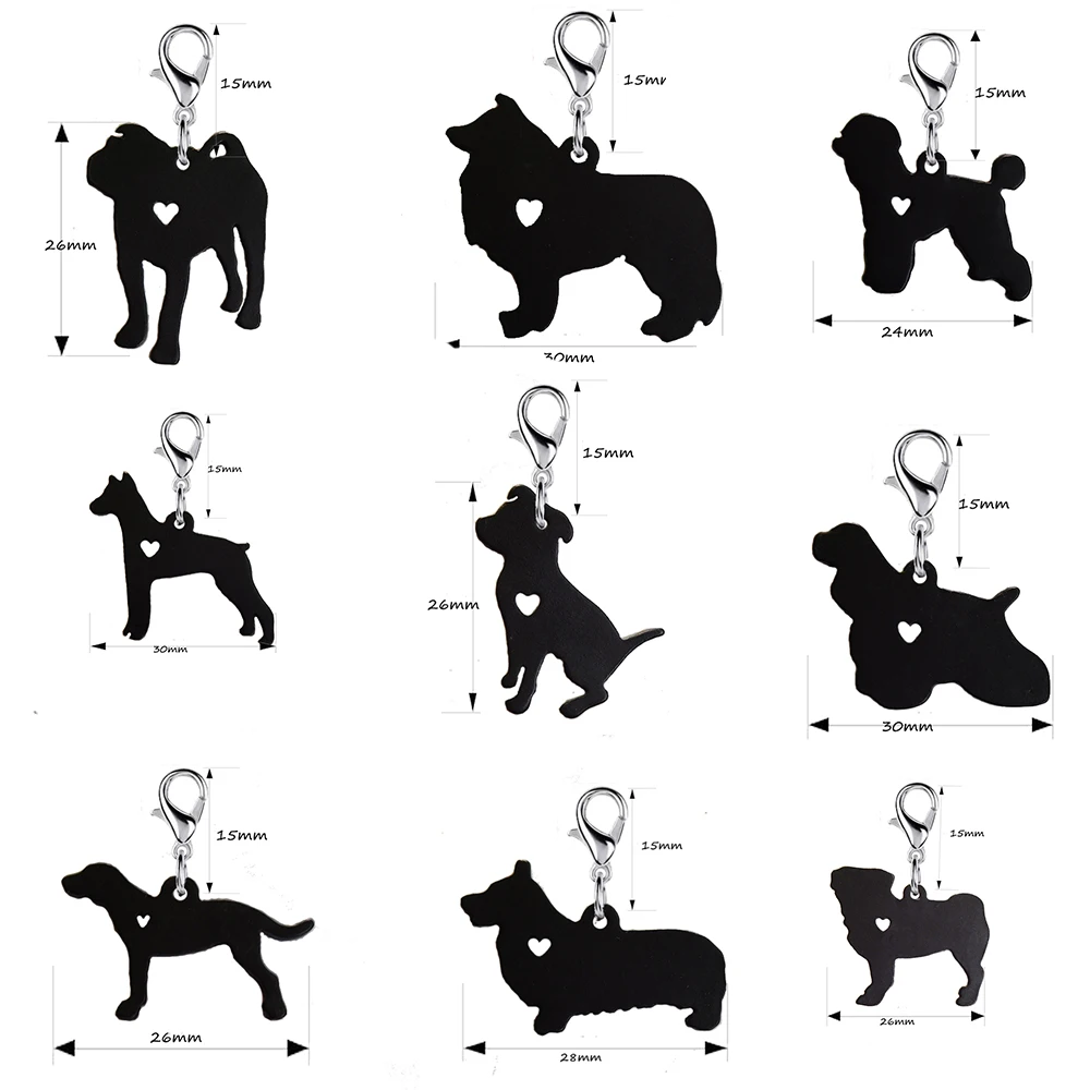 Bulldog Pug Scottish Terrier Black Dog Key Chain Charms For Diy Necklace Pendant Earrings Jewelry Making Fashion Jewelry