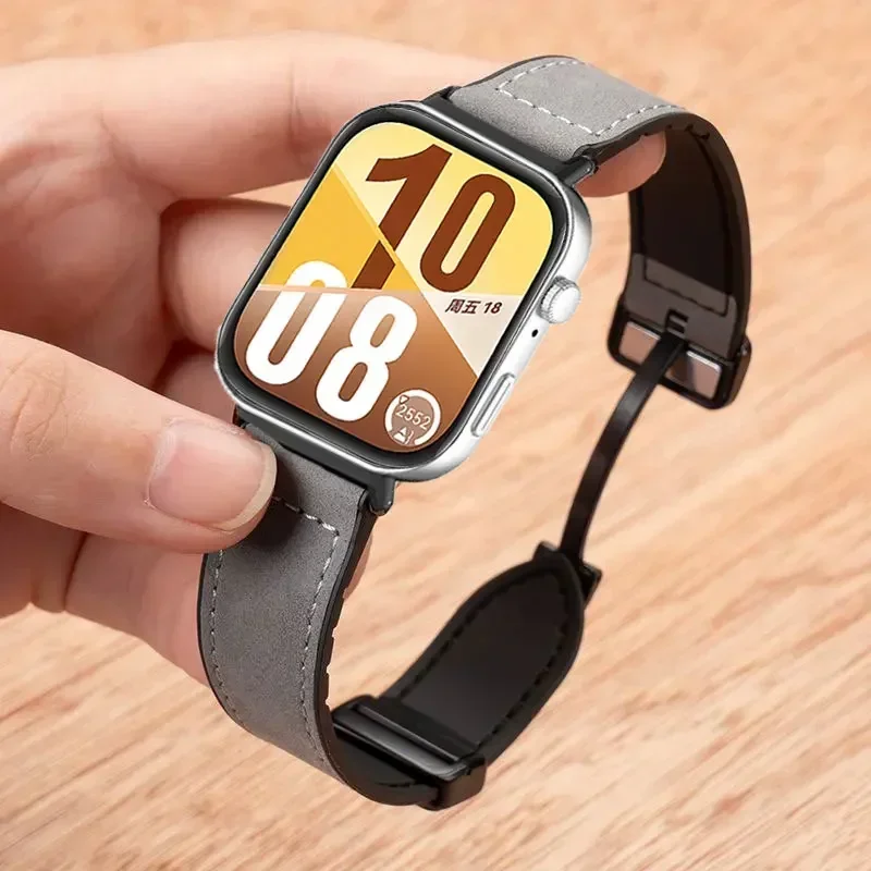 Pulseira de couro + silicone para huawei watch fit 4 pro fit 3, pulseira esportiva com fivela magnética para huawei watch fit 4, pulseira correa