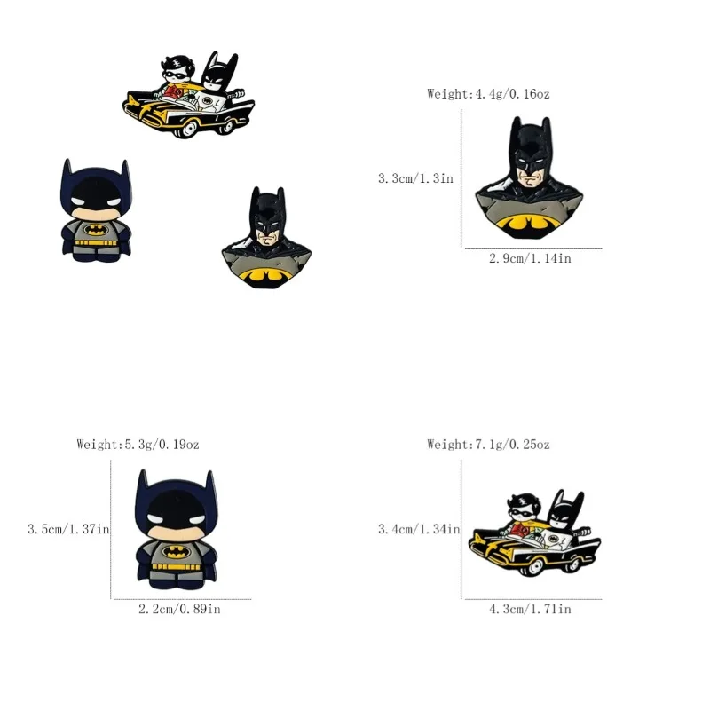 3/5 Pcs Classic Cartoon Brooch Personalized Night Bat Shaped Enamel Pin Backpack Clothing Jewelry Metal Badge Accessories Gifts image 4
