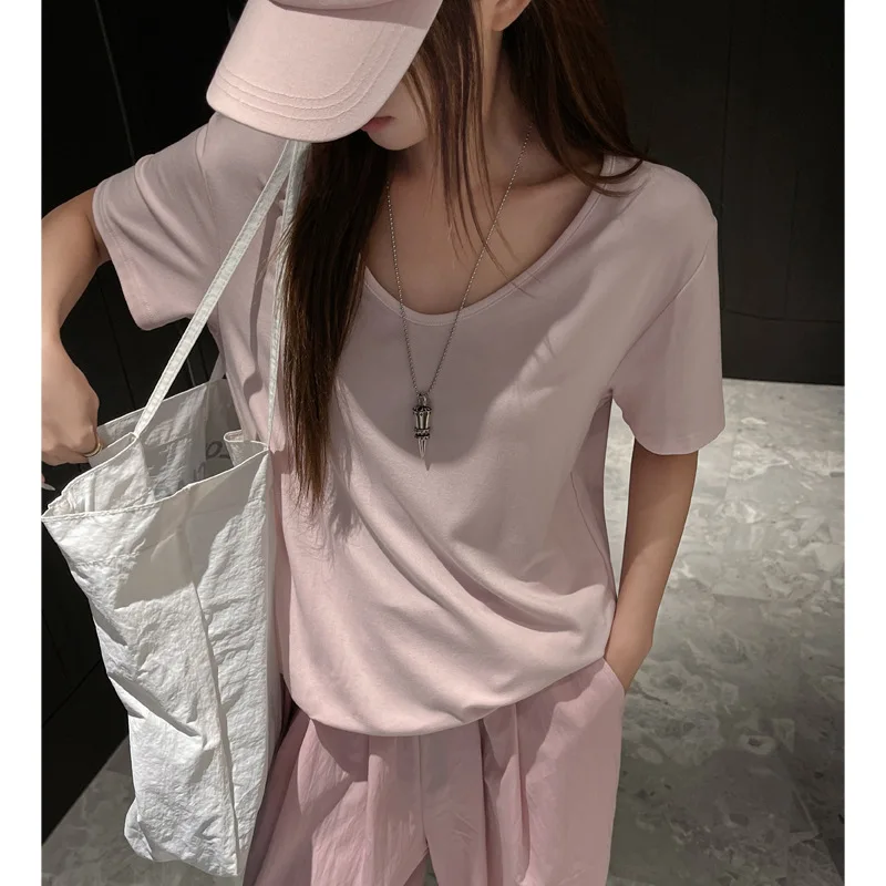 

Modal V-neck Loose Short-sleeved T-shirt Women's Versatile Outer Wear Summer High-end Women's Top