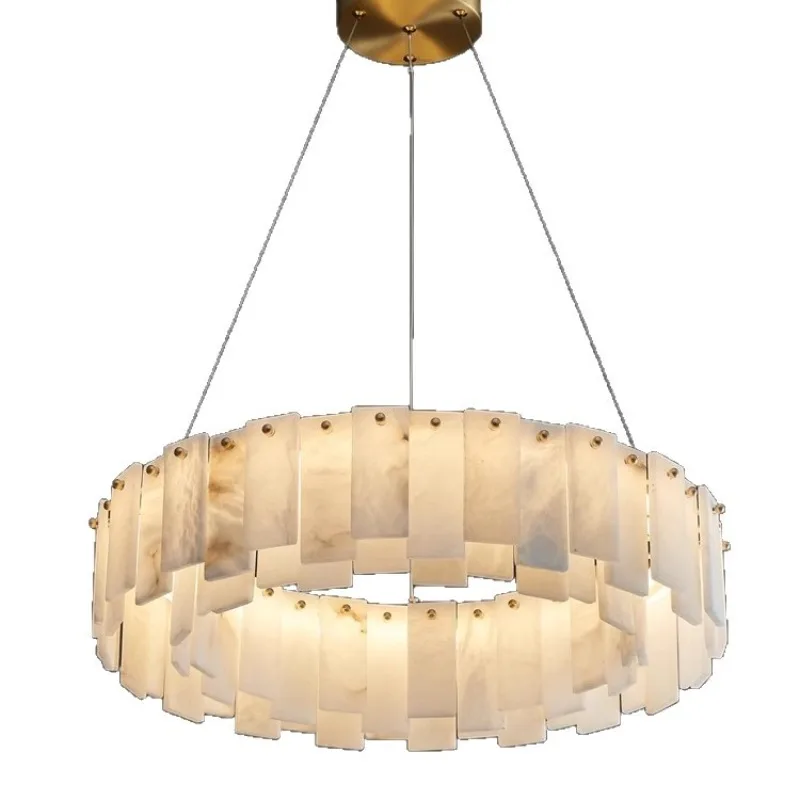 

All copper Spain imported snowflake marble chandelier simple study bedroom