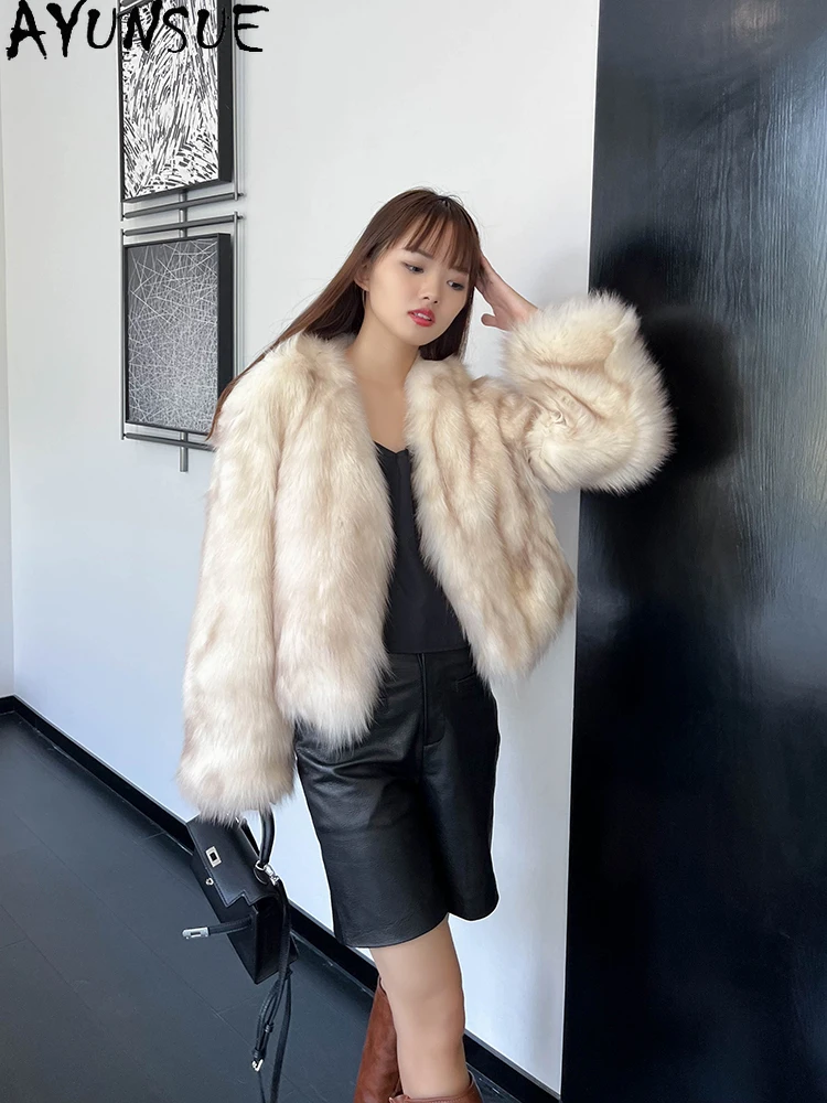 2025년 가을 겨울 여우털 재킷 여성용 숏 럭셔리 신상 아우터 여성 의류 천연 여우털 재킷 아브리고 무헤르