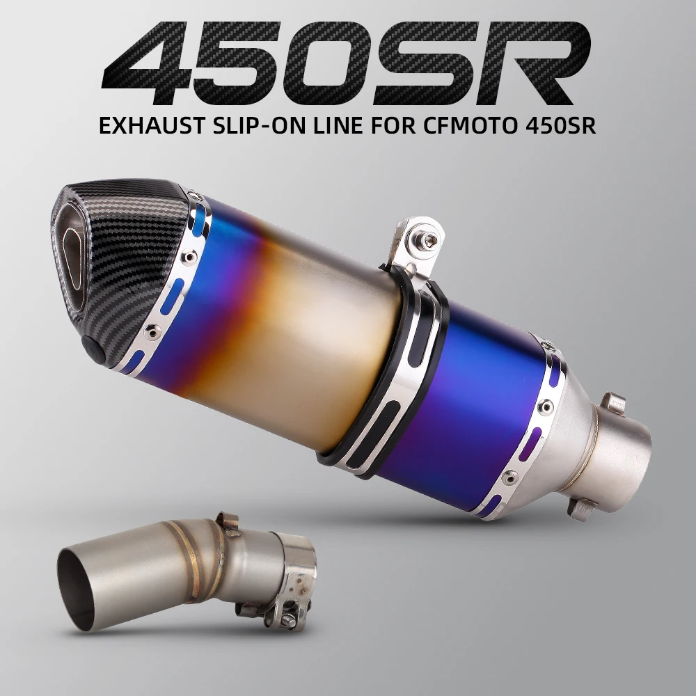 Slip On For CFMOTO 450SR 450SS Motorcycle Exhaust Escape System Moto Modified 370MM Muffler Middle Link Pipe 51mm with DB Killer