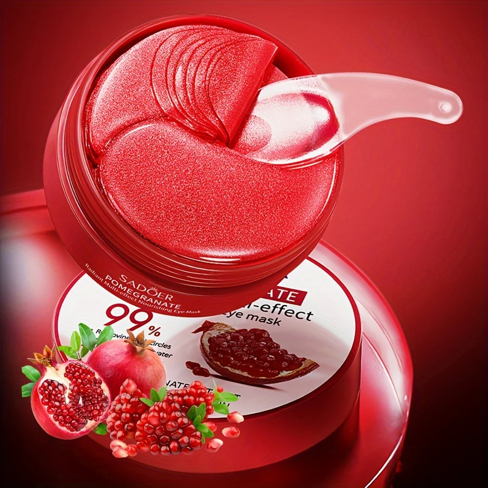 قناع عين الرمان متعدد التأثيرات رقعة عين مغذية ومرطبة لترطيب منطقة العين 60 قطعة/زجاجة-1 زجاجة