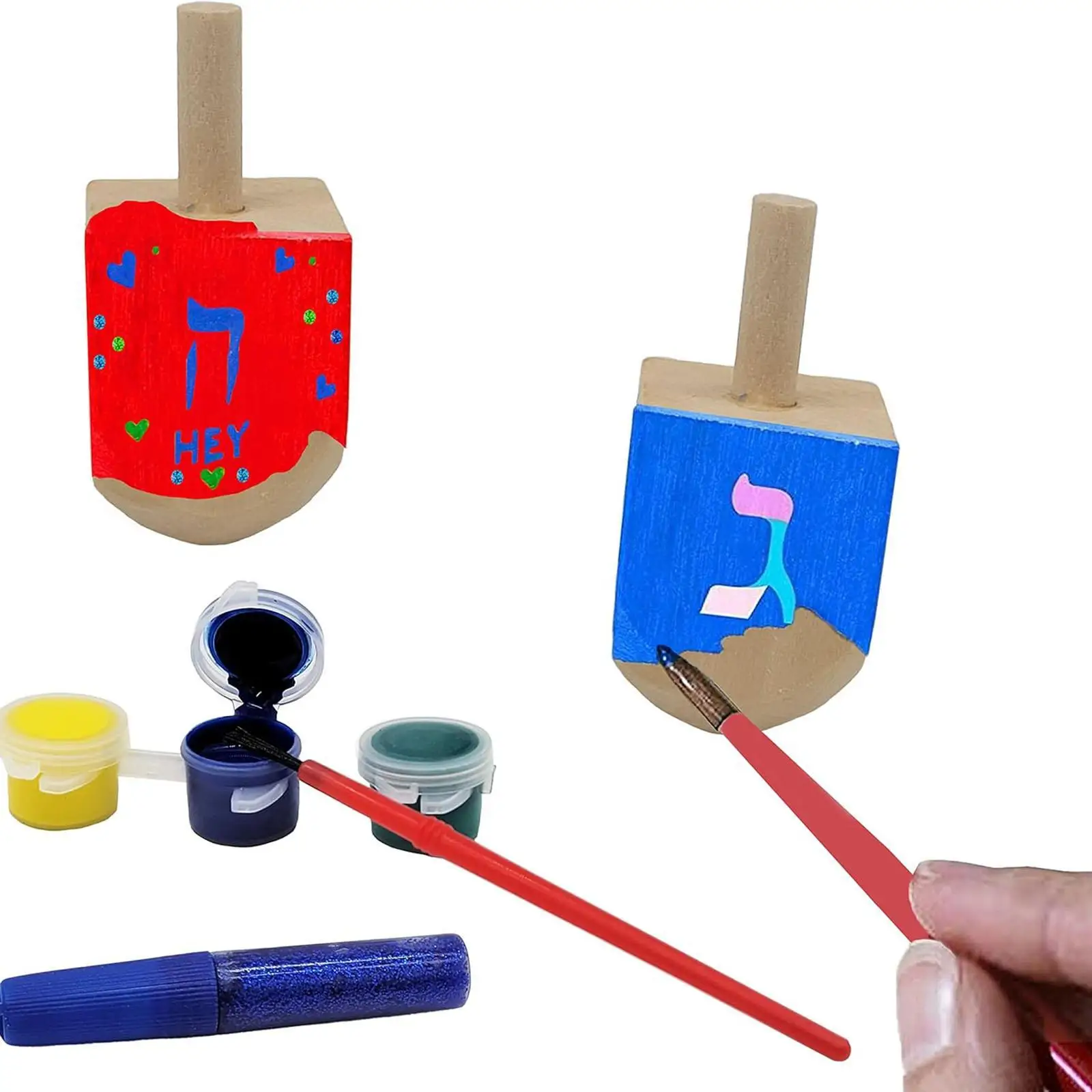 Wooden Dreidels Set of 10 Handheld Spinning Tops Creative Design Smooth Rotation Gyroscopes Lightweight Educational Toys for