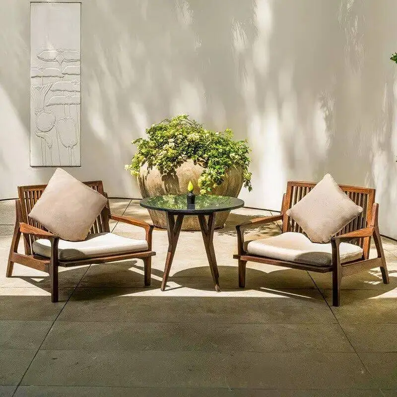 

Garden courtyard single leisure chair designer homestay coffee table furniture