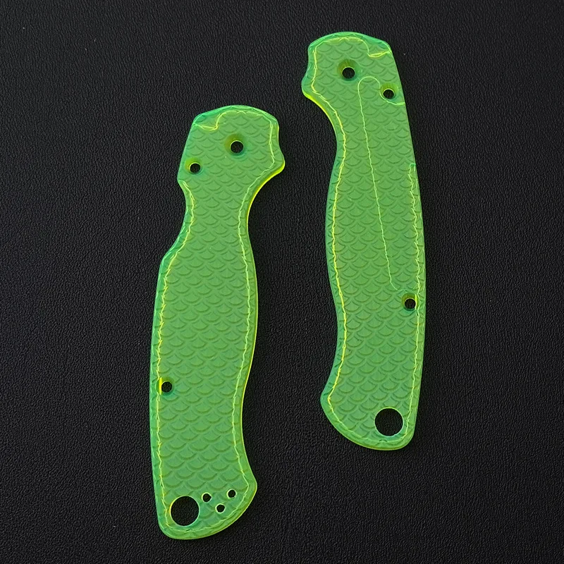 1 Pair Green Transparent Acrylic Knife Handle Scales For Genuine Spyderco Paramilitary 2 C81 Para2 Knives Grip DIY Making Part