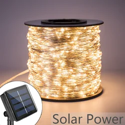 Guirnalda Led plateada de 100M para exteriores, decoración impermeable para jardín y Patio, guirnaldas de luces, iluminación para fiesta de boda, lámparas de energía Solar
