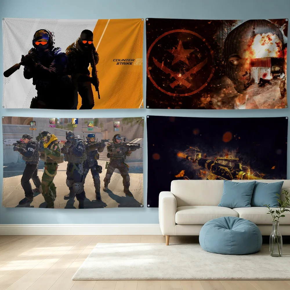 Game C-Counter Strike 2 CS2 Flag Polyester Banner Flags For Party Club Outdoor Interior Wall Paper Decoration Banner Fans Gift
