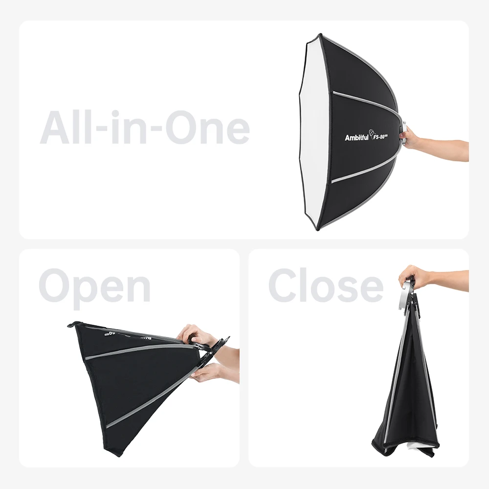 AMBITFUL FS PRO Serie FS40/60/80PRO Quick-Setup Octagon Softbox Bowens Mount voor Godox Aputure Sokani Studio LED Video Light