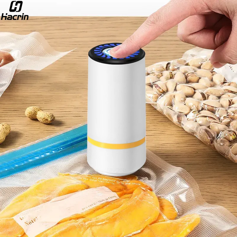 

Электрический вакуумный насос для запайки, портативный ручной вакуумный насос для вакуумных пакетов на молнии, USB перезаряжаемая машина для запечатывания банок