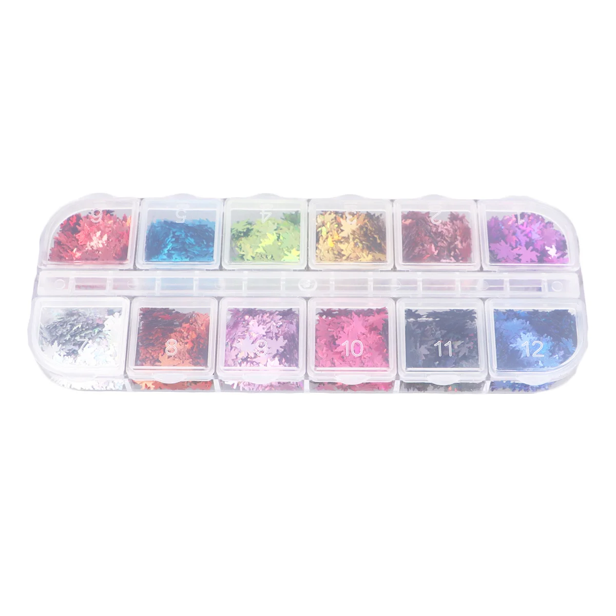 12pçs adesivos de folhas de bordo com lantejoulas para unhas, decalques de arte, decorações de manicure diy para festas, eventos de férias, folhas de bordo, adesivos de unhas