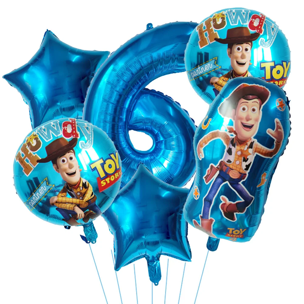 Disney Toy Story Buzz Lightyear Cartoon Foil Balloons 32inch Blue Number Baby Boy Blue Air Ballon Birthday Party Decor Kids Toys