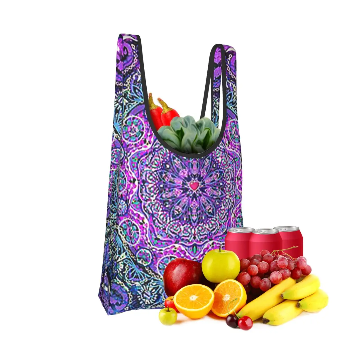 

Cosmic Love Mandal Shopping Bag Portable Tote Bags Reusable Shoulder Shopper Bag Grocery Handbag