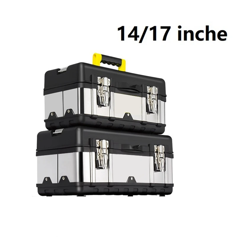 1 PCS 17-Inch Stainless Steel Toolbox Storage Box Set Hardware Portable Electrician Household Multifunction