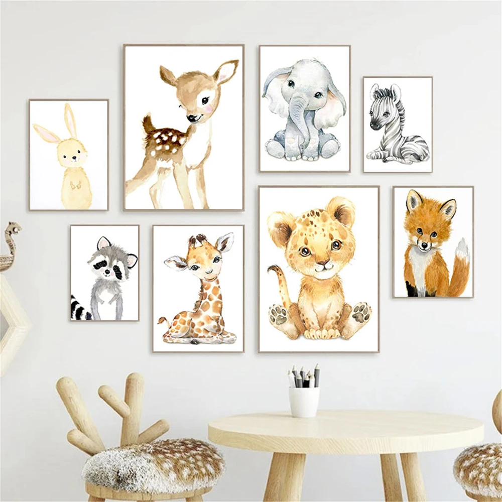 Baby Nursery Elephant - Baby Animal Nursery Wall Art Canvas