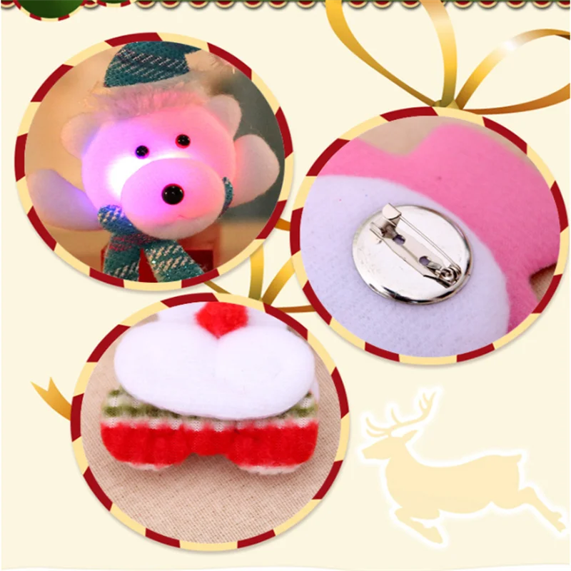 Christmas decoration items, luminous brooch, chest badge, elderly snowman, bear, Christmas gift image 6