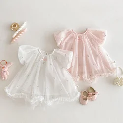 MILANCEL 2025 New Summer Girls' Clothing 0-5Y Baby Children's Exquisitely Embroidered Tulle Princess Dresses Kids Birthday Dress