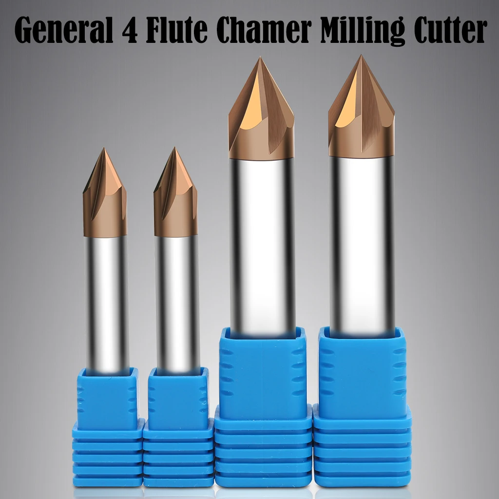 

60 Angle 4 Flute Chamfering End Mill Radius Corner Rounding Cutter Bevel Edge CNC Router Bit 5pc Tungsten Carbide Tool for Steel