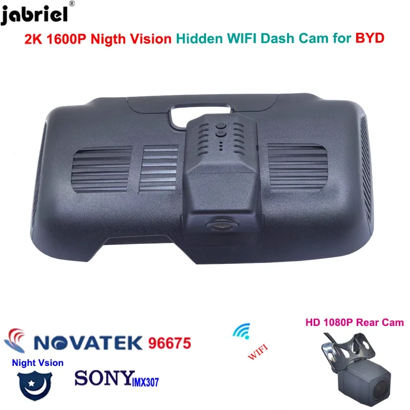 Jabriel 2K WiFi Car DVR Driving Recorder For BYD Tan Tang EV DM DM-i DM-p 2018-2022 2023 Dash Cam Camera 24H Parking Monitor